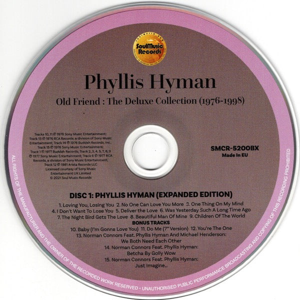 Image of Label Cover of 9xLP - M/M - PHYLLIS HYMAN, Old Friend (The Deluxe Collection 1976-1998) (SoulMusic Records; SMCR-5200BX, UK 2021, Clamshell Box Set, Inners), Still SEALED In Shrinkwrap,  - 3216488C