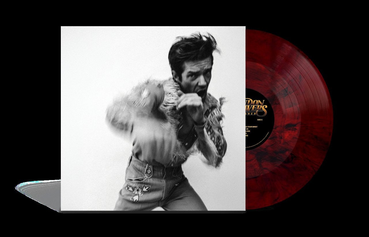 Image of Back Cover of LP - NEW/NEW - BRANDON FLOWERS, Thrasher (Virgin Emi; 7420553, UK 2026, Indies Exclusive, Ground Red Vinyl), , Brandon Flowers will release THRASHER, his first solo album in over a decade, August 21, 2026 via Island Records. Recorded in Nashville at Historic RCA Studio A with longtime producers Shawn Everett and Jonathan Rado, THRASHER features many of Music City’s most renowned players, including longtime Gillian Welch collaborator David Rawlings on guitar, prolific and influential p
