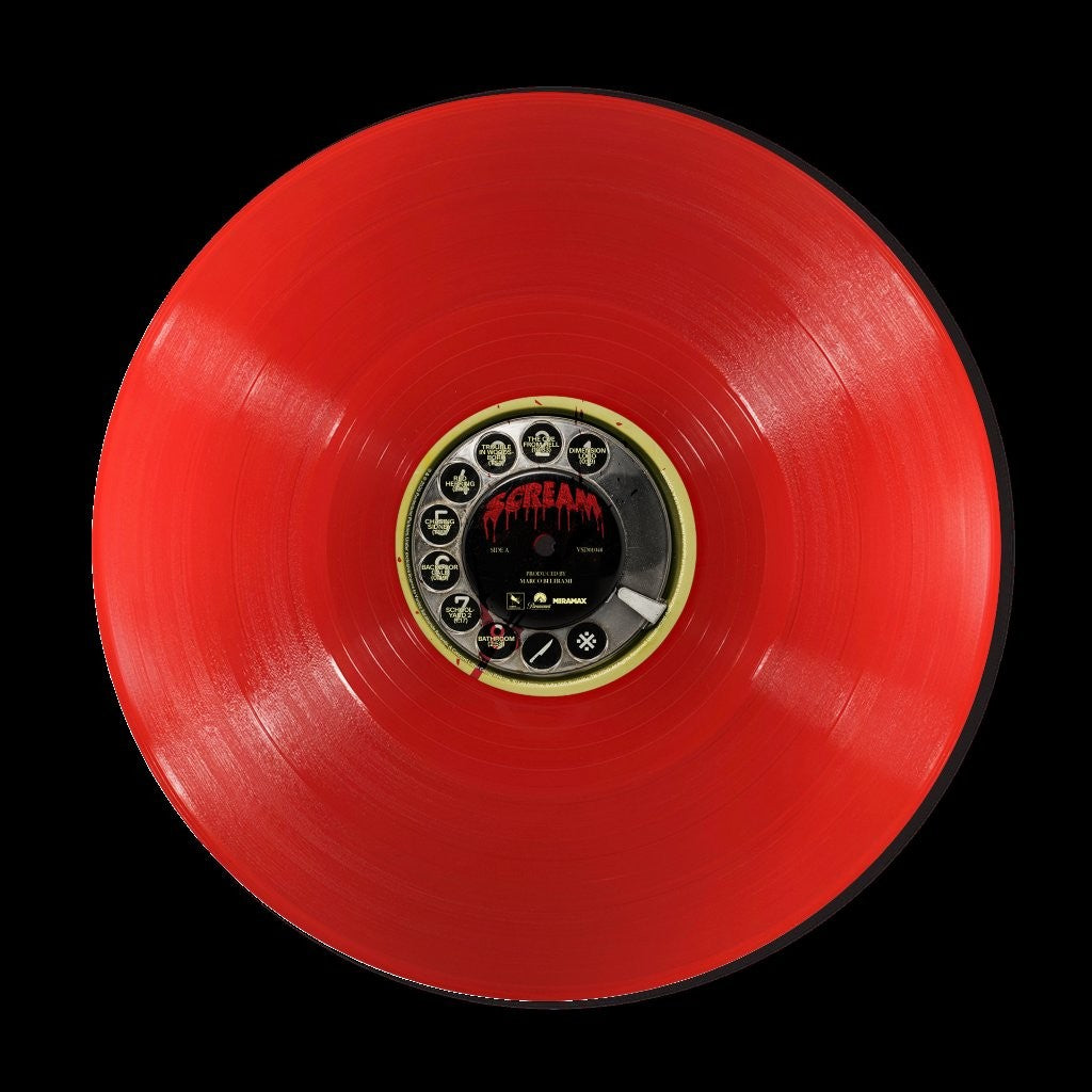 Image of Back Cover of LP - NEW/NEW - MARCO BELTRAMI, Scream (Concord; 7278112, UK 2026, Translucent Ruby Vinyl), , Once horror fan screenwriter Kevin Williamson teamed up with slasher maestro Wes Craven, they created what would become one of the great horror film series in 1996’s Scream. Then-relatively new film composer Marco Beltrami rounded out the filmmaking trio with his avant-garde orchestral techniques creating a suspense-horror style perfect for the franchise. Now 30 years later Varèse Sarabande ce