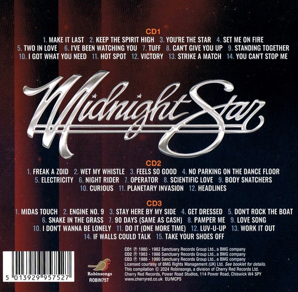 Image of Back Cover of 3xCD - VG+/VG+ - MIDNIGHT STAR, The Definitive Collection (Robinsongs; ROBIN75T, UK & Ireland 2024, Triple Digipak, Booklet), ,  - 3216491C