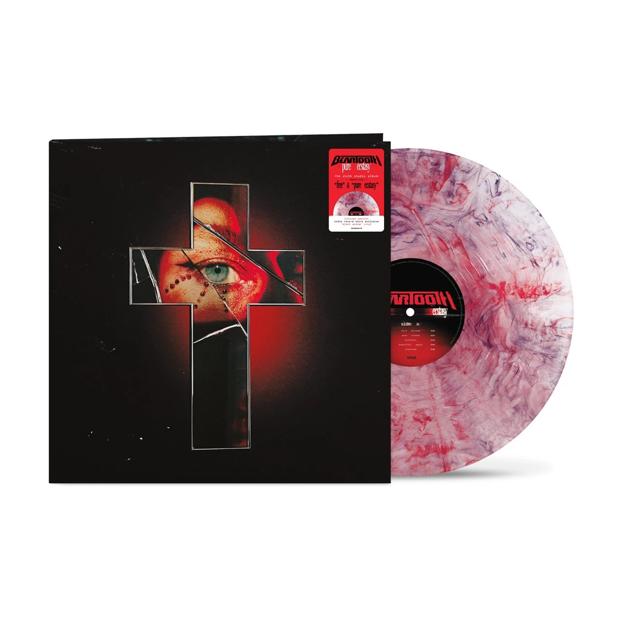 Image of Front Cover of LP - NEW/NEW - BEARTOOTH, Pure Ecstasy (Fearless Records; 7279313, UK 2026, Indie Exclusive, Black Widow Vinyl), , Beartooth announce their new album and first for new label Fearless Records with the release of album opener and title track “Pure Ecstasy,” where the band's frontman Caleb Shomo lays everything bare from the first note. Pure Ecstasy ushers in the band’s next chapter, following more than a decade of channeling raw, unfiltered emotion into music that resonates with millio