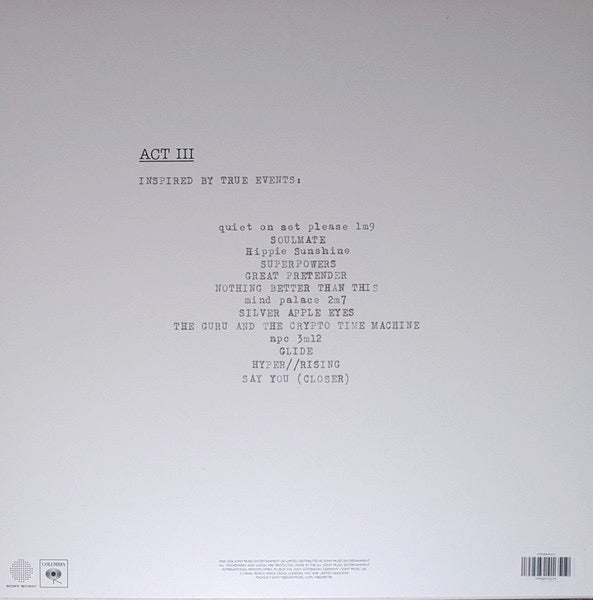 Image of Back Cover of LP - NEW/NEW - KASABIAN, ACT III (Sony; 19958441651, UK 2026, Insert, White Vinyl), , Kasabian announce hotly anticipated 9th studio album, Act III. Releasing 4th Sept via Columbia Records. Draped in Serge s instantly recognisable hazy vocals, the album is 10 tracks of guitar-driven, psyche-infused pop and 3 interludes. Packed to the brim with hooks and a strong dose of swagger, the album cements Kasabian as one of the UK s most essential bands of the 21st century.  - 3636116E