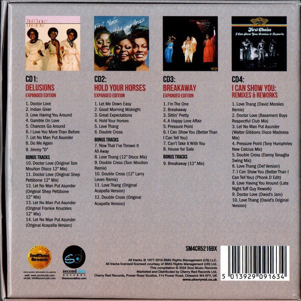 Image of Back Cover of 4xCD - M/M - FIRST CHOICE, Love Having You Around: The Gold Mind Recordings (1977-1980) (SoulMusic Records; SM4CR5216BX, UK 2024, Clamshell Box Set, Booklet & Inners), Still SEALED In Shrinkwrap,  - 3316003C
