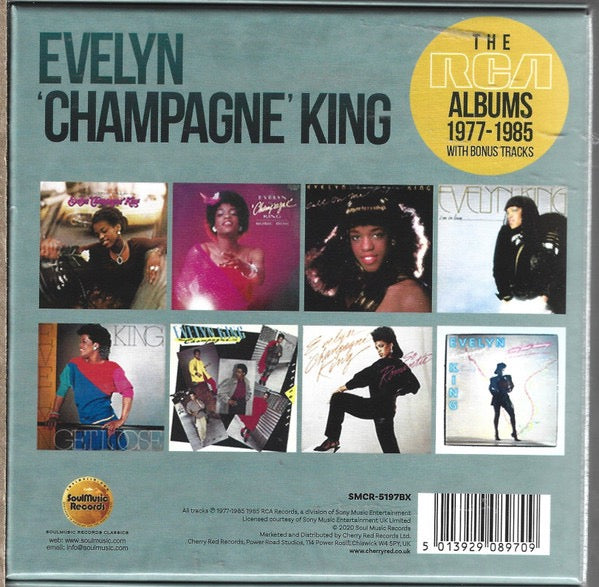 Image of Back Cover of 8xCD - VG+/VG+ - EVELYN 'CHAMPAGNE' KING, The RCA Albums 1977-1985 (SoulMusic Records; SMCR-5197BX, UK 2020, Clamshell Box Set, Booklet & Inners), ,  - 3316005C