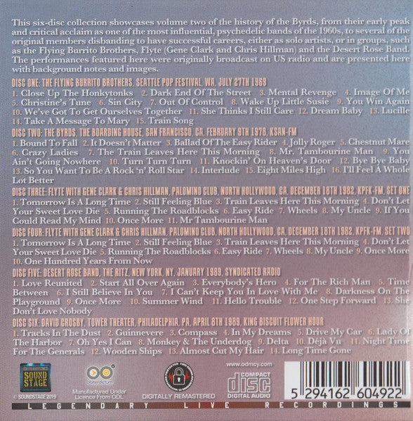 Image of Back Cover of 6xLP - VG+/VG+ - THE BYRDS, The Byrds On A Wing Volume 2 (Sound Stage; SS6CDBOX49,  2019, Box Set, Booklet), ,  - 3336001E