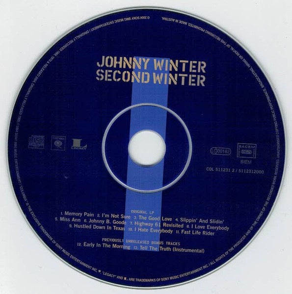 Image of Label Cover of 2xCD - VG/VG+ - JOHNNY WINTER, Second Winter (Columbia; COL 511231 2, Europe 2004 Reissue, Double Digipak In Slipcase, Booklet), ,  - 3316008C