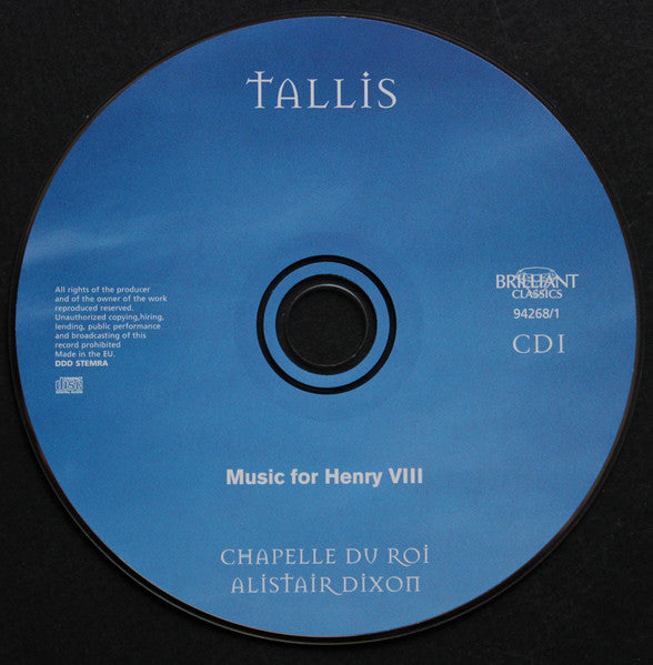 Image of Label Cover of 11xCD - VG+/VG+ - ALISTAIR DIXON, CHAPELLE DU ROI, Tallis: Complete Works (Brilliant Classics; 94268, Europe 2011 Reissue, Box Set, Booklet, 10 CDs and CRDOM), ,  - 3336010E