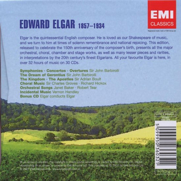 Image of Back Cover of 30xCD - VG+/VG+ - SIR JOHN BARBIROLLI, SIR ADRIAN BOULT, JANET BAKER, ROBERT TEAR, VERNON HANDLEY, Elgar: The Collector's Edition - The Masterpieces - The Greatest Artists (EMI Classics; 5 03603 2, Europe 2007, Box Set, Booklet), ,  - 3336012E