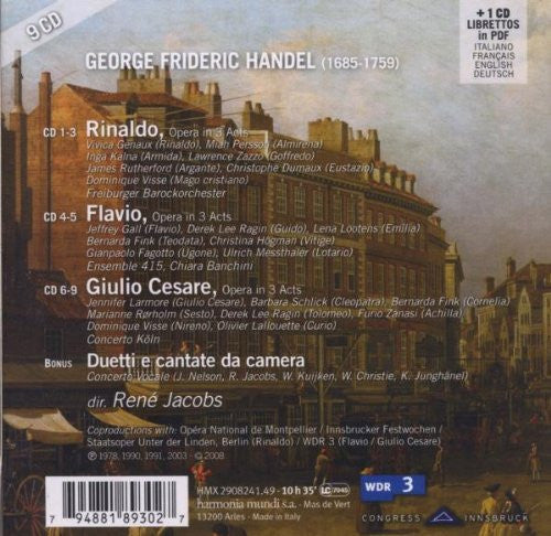 Image of Back Cover of 10xCD - VG+/VG+ - REN  JACOBS, Handel - Operas: Rinaldo   Flavio   Giulio Cesare (Harmonia Mundi; HMX 2908241.49, France 2008, Box Set), ,  - 3336017E