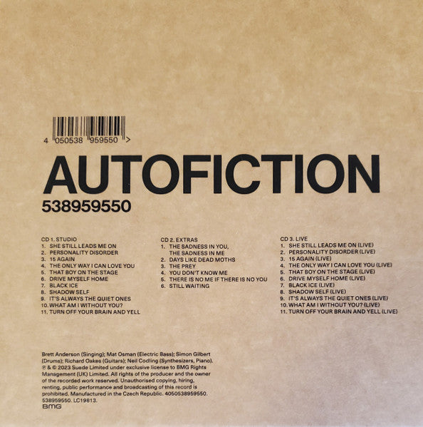 Image of Back Cover of 3xCD - EX/EX - SUEDE, Autofiction (BMG; 538959550, UK 2023, Limited Edition), Still Sealed in Shrinkwrap wigh Hype Sticker,  - 3336018E