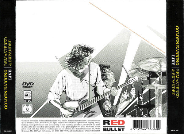 Image of Back Cover of 3xCD - EX/M - GOLDEN EARRING, Live (Remastered & Expanded) (Red Bullet; RB 66.360, Netherlands 2022, Quadruple Digipak, 2CDs & DVD), Sealed with Hype Sticker,  - 3336024E