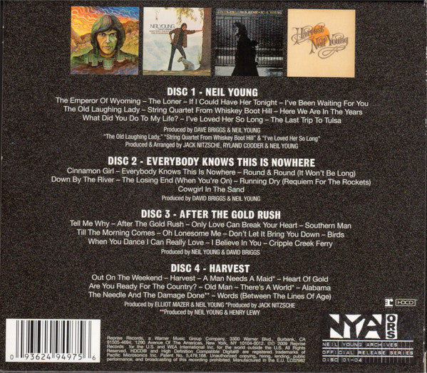 Image of Back Cover of 4xCD - VG+/VG+ - NEIL YOUNG, Official Release Series Discs 1-4 (Reprise Records; 9362-494975, Europe 2012 Reissue), ,  - 3356004S