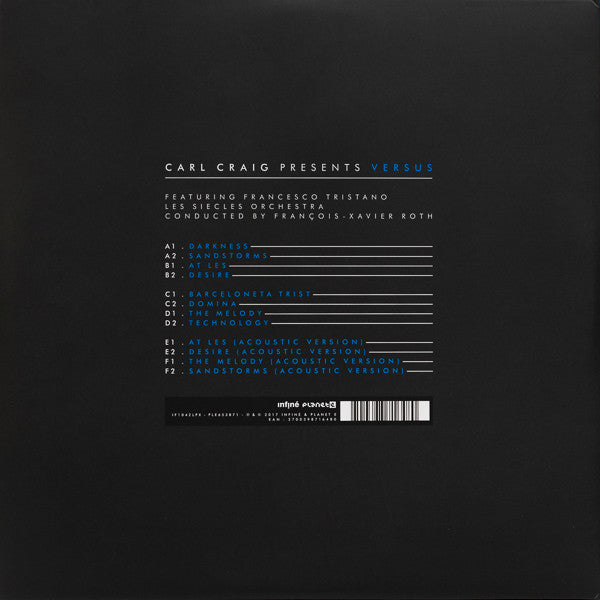 Image of Back Cover of 3xLP - VG+/VG+ - CARL CRAIG, Versus (Infin ; IF 1042LPX, France 2017, Gatefold, 3 Inners, Ltd to 1000), Still In Opened Shrinkwrap With Hype Sticker,  - 3346015S