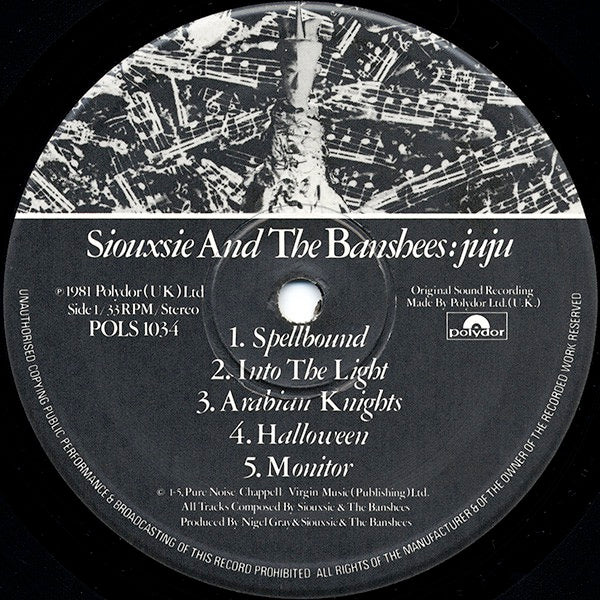 Image of Label Cover of LP - VG/VG - SIOUXSIE AND THE BANSHEES, JuJu (Polydor Custom Label; POLS 1034, UK 1981, No Inner), Strong VG, A few wispy hairlines, Wear to sleeve edges, No printed inner,  - 3316067C