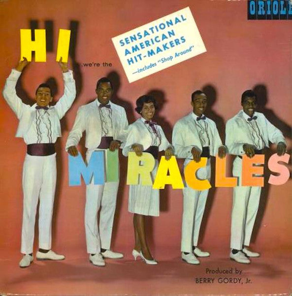 Image of Front Cover of LP - VG/VG - THE MIRACLES, Hi We're The Miracles (Oriole; PS 40044, UK 1963, Laminated Flipback Sleeve), Light hairlines and scuffs. Sleeve has edgewear, heavily bumped corners, some discolouration.,  - 3326040E