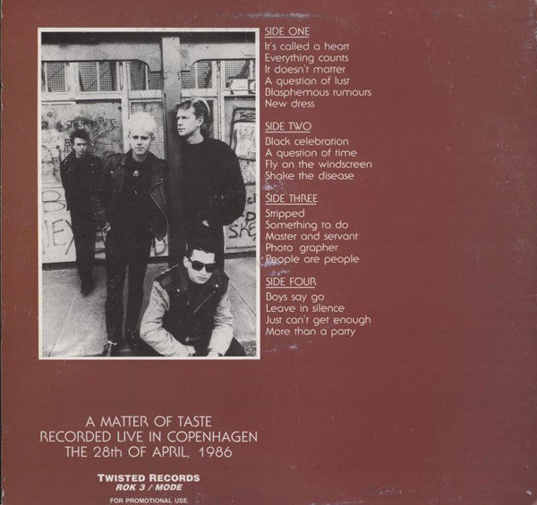 Image of Back Cover of 2xLP - VG/VG+ - DEPECHE MODE, A Matter Of Taste (Twisted Records; ROK 3 / MODE,  , Unofficial), Edgewear, creases.,  - 3326062E