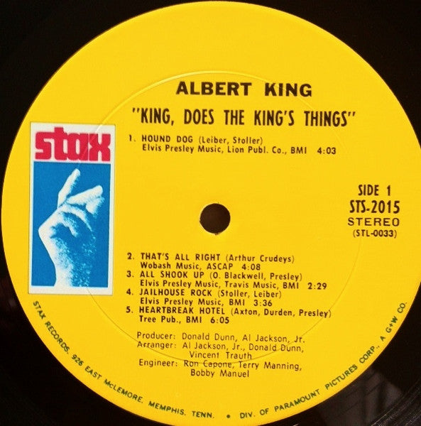 Image of Label Cover of LP - VG/VG+ - ALBERT KING, King, Does The King's Things (Stax; STS 2015, US 1969), ,  - 3326065E