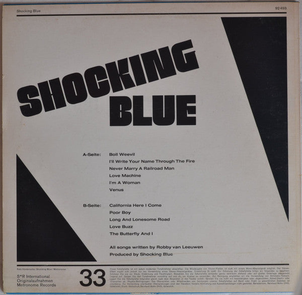Image of Back Cover of 12" EP - VG/VG - SHOCKING BLUE, Shocking Blue (SR International; 92493, Germany 1970), ,  - 3326067E