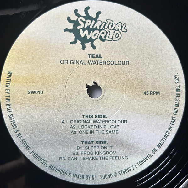 Image of Label Cover of LP - EX/EX - TEAL, Original Watercolour (Spiritual World; SW010, Canada 2025), Sleeve in shrinkwrap (opened).,  - 3346068S