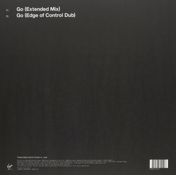 Image of Back Cover of 12" - VG+/M - THE CHEMICAL BROTHERS, Go (Virgin EMI Records; CHEMST 30, UK 2015, Picture Sleeve), SEALED!! Minor creasing to sleeve from storage wear.,  - 3326048E