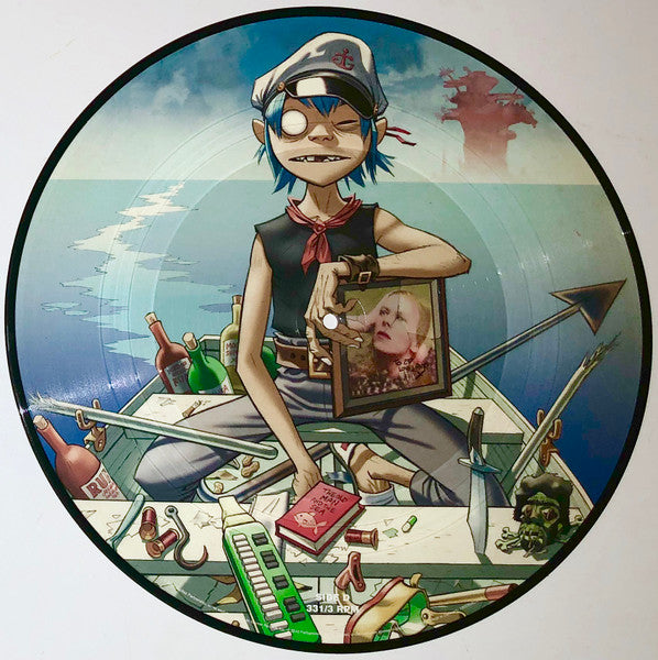 Image of Back Cover of LP - NEW/NEW - GORILLAZ, Plastic Beach (Parlophone; , UK 2019 Reissue, Picture Disc), , Five years on from the release of Demon Days, Gorillaz made a critically-acclaimedreturn in 2010 with third studio album Plastic Beach, a collection of 16 tracks featuring a galaxy of stellar guests. The  genius... kaleidoscopic musical ambition  [The Guardian] of Damon Albarn once again defied sonic expectations to deliver the band s most pop album to date, with singles including Stylo, Superfast