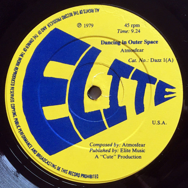 Image of Front Cover of 12" - /G - ATMOSFEAR, (Dancing In) Outerspace (Elite; Dazz 1, UK 1979), Lots of light marks, plays VG.,  - 3346121S