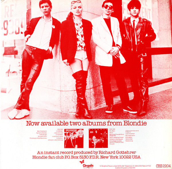 Image of Back Cover of 12" - VG/VG+ - BLONDIE, Denis (Chrysalis; CHS 2204 12, UK 1978, Red Sleeve, ETO matrix), ,  - 3346112S