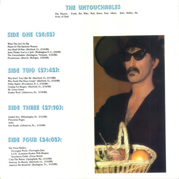 Image of Back Cover of 2xLP - VG/VG - FRANK ZAPPA, The Untouchables (Showtime Records; 002, US 1988, Unofficial), Vinyl has light marks only, mostly from storage. Sleeve has a creased corner.,  - 3316062C