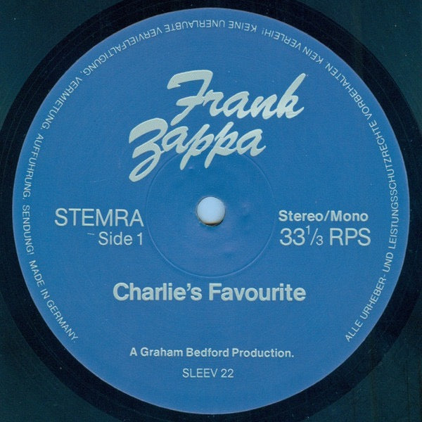 Image of Label Cover of 2xLP - VG/VG - FRANK ZAPPA, Charlie's Favourite (Sleev; SLEEV 22, Germany 1982, Unofficial), Vinyl has light marks only, mostly from storage. Sleeve has a creased corner.,  - 3316063C
