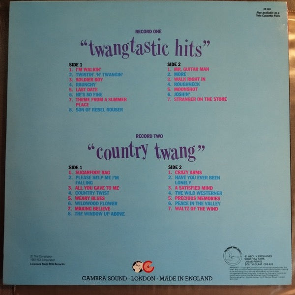 Image of Back Cover of 2xLP - VG/VG+ - DUANE EDDY, "Twangtastic Hits" & "Country Twang" (Cambra; CR 065, UK 1982), ,  - 3316075C