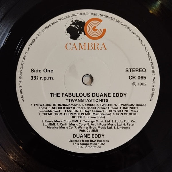 Image of Label Cover of 2xLP - VG/VG+ - DUANE EDDY, "Twangtastic Hits" & "Country Twang" (Cambra; CR 065, UK 1982), ,  - 3316075C