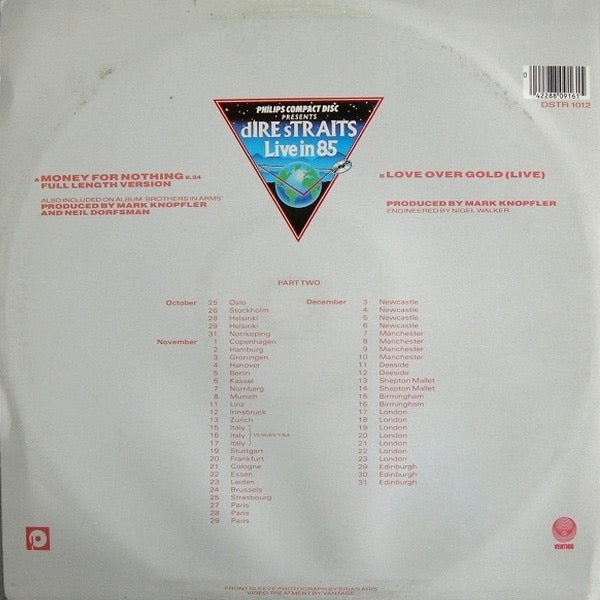 Image of Back Cover of 12" - VG/VG - DIRE STRAITS, Money For Nothing (Full Length Version) (Vertigo; DSTR 1012, UK 1985), ,  - 3316154C