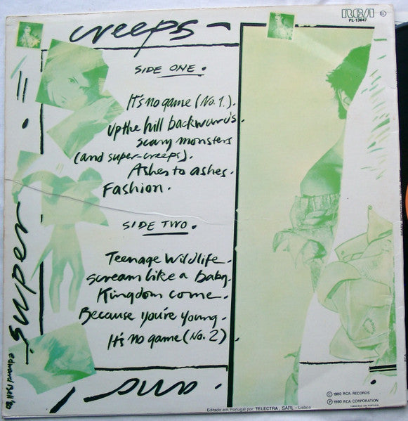 Image of Back Cover of LP - VG+/VG+ - DAVID BOWIE, Scary Monsters (RCA Victor; PL-13647, Portugal 1980, Insert), ,  - 3326077E
