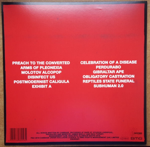 Image of Back Cover of LP - NEW/NEW - CABBAGE, Nihilistic Glamour Shots (Infectious Music; 538360581, UK 2018, , Limited Edition, Red Vinyl), ,  - 3336031E
