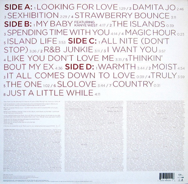 Image of Back Cover of 2xLP - VG+/M - JANET JACKSON, Damita Jo (Virgin; 7243 5 84404 1 6, US 2004), SEALED COPY! Hype stickered sleeve. Some corner wear due to tight shrink - hence grading. Presumed to be US version but cannot confirm as record is sealed. Sleeve states it is manufactured in New York.,  - 3316137C