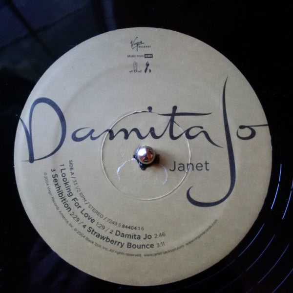 Image of Label Cover of 2xLP - VG+/M - JANET JACKSON, Damita Jo (Virgin; 7243 5 84404 1 6, US 2004), SEALED COPY! Hype stickered sleeve. Some corner wear due to tight shrink - hence grading. Presumed to be US version but cannot confirm as record is sealed. Sleeve states it is manufactured in New York.,  - 3316137C