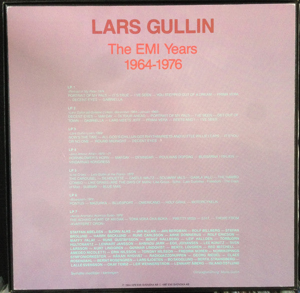 Image of Back Cover of 7xLP - VG/VG+ - LARS GULLIN, The EMI Years 1964-1976 (EMI; LG 1, Sweden 1987, Box Set, Booklet), Edge wear, corners of box split,  - 3346118S