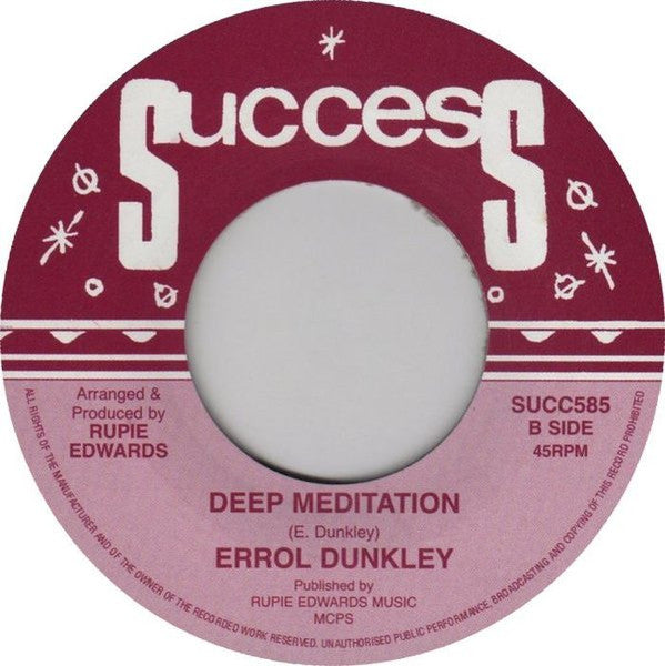 Image of Back Cover of 7" - /VG+ - ERROL DUNKLEY, Down Below / Deep Meditation (Success; SUCC585, UK 2011), ,  - 3356029S