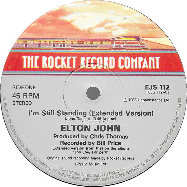 Image of Label Cover of 12" - VG/VG - ELTON JOHN, I'm Still Standing (Extended Version) (The Rocket Record Company; EJS 112, UK 1983, Picture Sleeve), ,  - 3316181C