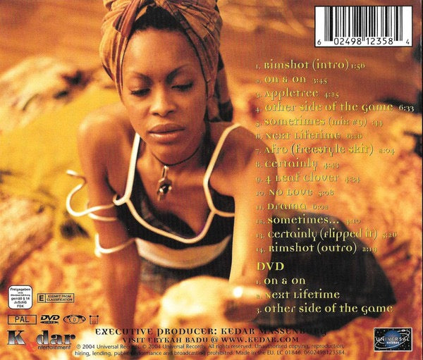 Image of Back Cover of CD - VG+/VG - ERYKAH BADU, Baduizm (Universal Records; 0602498123584, Europe 2004 Reissue, Double CD Case), Opened Instore,  - 3336094E