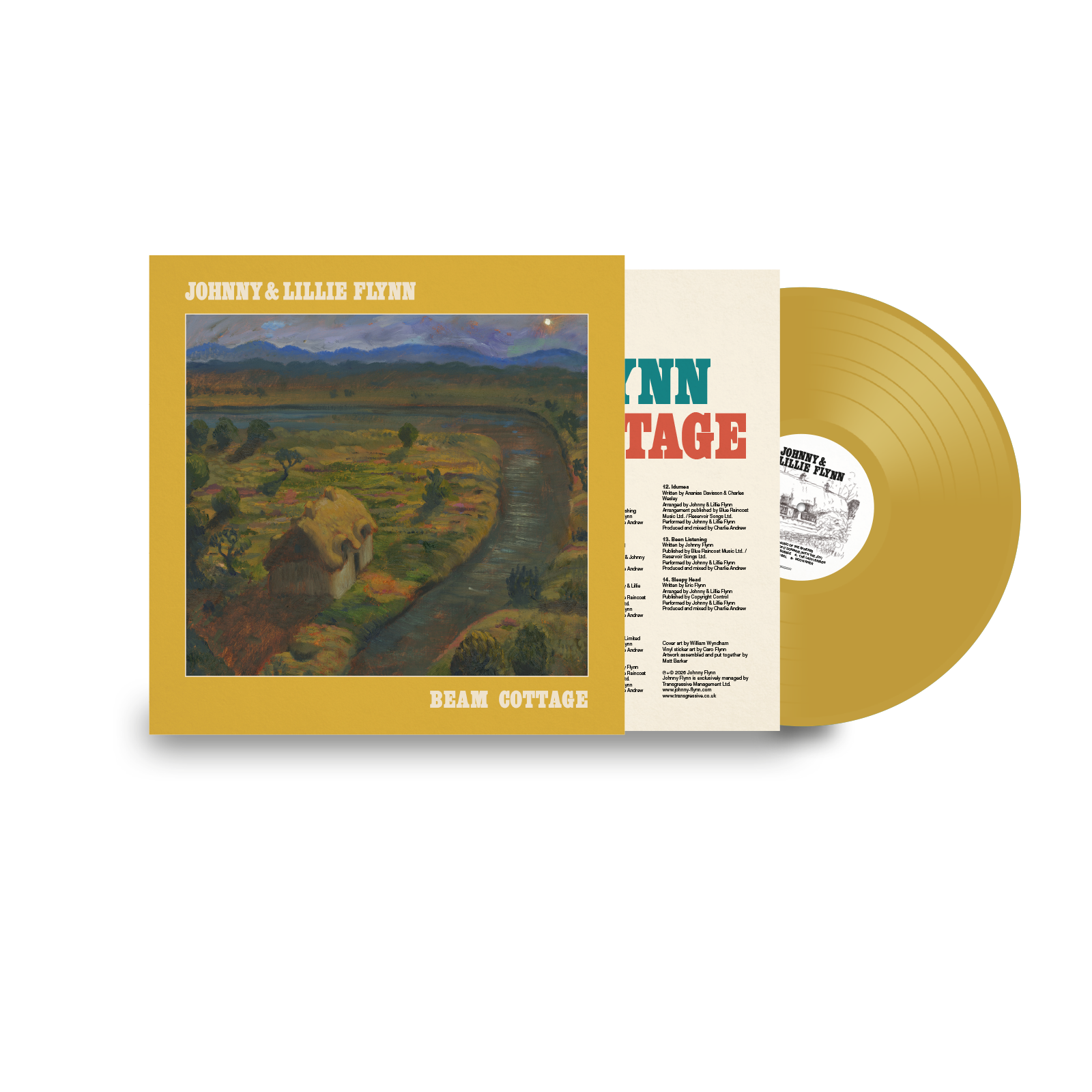 Image of Back Cover of LP - NEW/NEW - JOHNNY FLYNN & LILLIE FLYNN, Beam Cottage (Transgressive Records; TRANS1000XX, UK 2026, Inner, Indie Exclusice Yellow Gold), , Beam Cottage is the new album from singer, musician and actor Johnny Flynn and his sister Lillie. Gathering music from their childhood alongside reworkings of tracks from Johnny's extensive catalogue, the album opens with new original 'The Music of the Spheres' and includes Lillie's songwriting debut 'Brockwell Park'. It features reinterpretatio