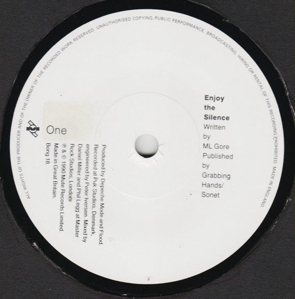 Image of Label Cover of 7" - VG/VG - DEPECHE MODE, Enjoy The Silence (Mute; Bong 18, UK 1990, Picture Sleeve, MPO Pressing (MPO Not Crossed Out)), ,  - 3316323C