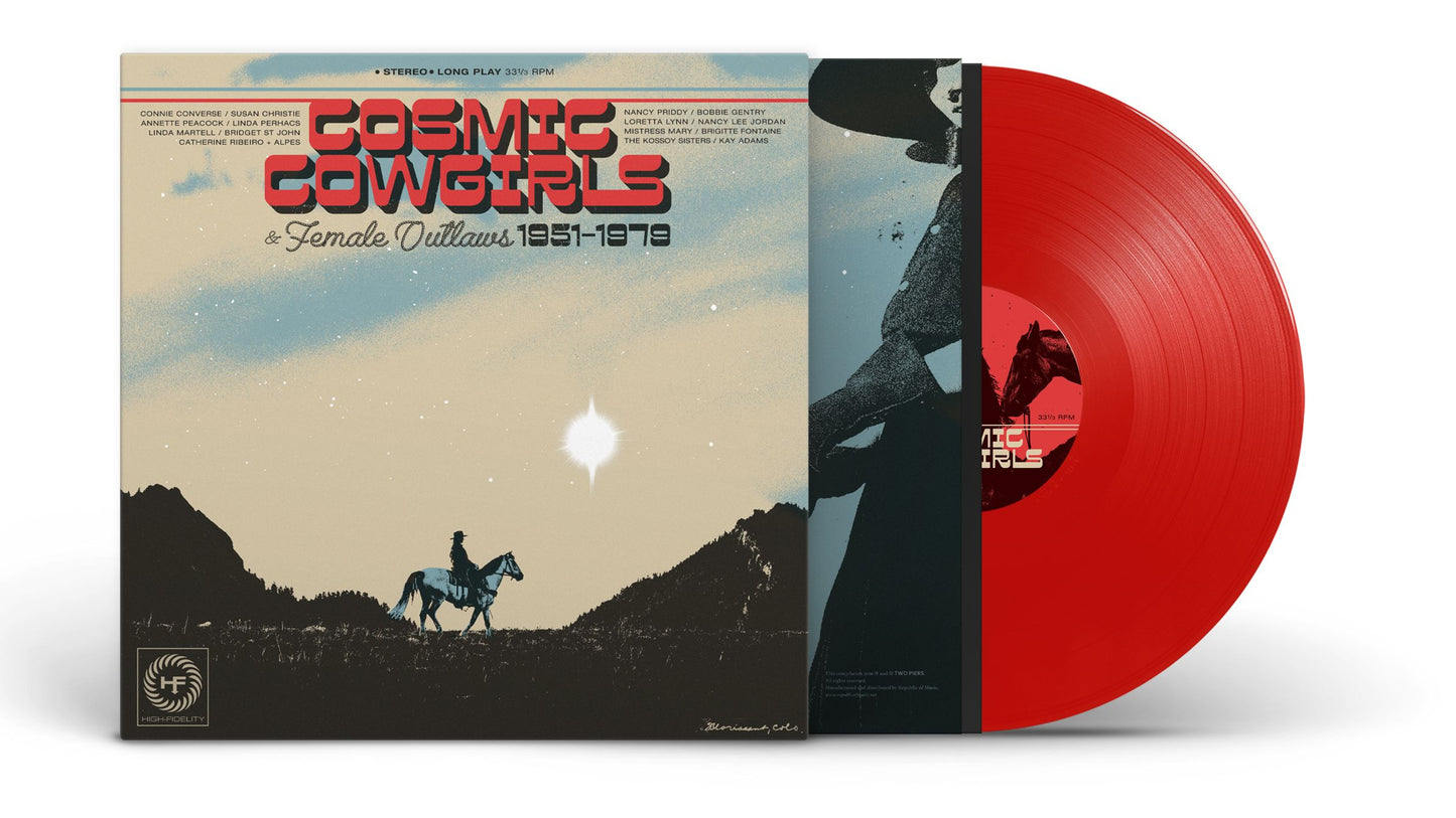 Image of Back Cover of LP - NEW/NEW - VARIOUS ARTISTS, Cosmic Cowgirls and Female Outlaws 1951-1971 (Two Piers; BN19LPX, UK 2026, Inner, Limited Red Sun Vinyl), , Two Piers team up with Hackney based Record Shop Stranger Than Paradise to bring you Cosmic Cowgirls & Female Outlaws 1951-1979, following on from Stranger Than Paradise’s infamous SEX Boutique jukebox compilation series, and is the latest essential compilation on the Brighton based label Two Piers. A  love letter to the Lone Wolf and the unapolog