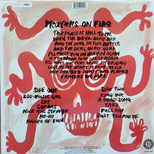 Image of Back Cover of LP - VG+/VG+ - THE BIRTHDAY PARTY, Prayers On Fire (Drastic Plastic Records; DPRLP29H, US 2015 Reissue, Clear Plastic Stickered Sleeve, Inner, 200 Gram Vinyl, Ltd to 1500, Numbered), No. 0678, very small bottom corner bump, resealable clear plastic outer has price sticker remnants,  - 3346159S