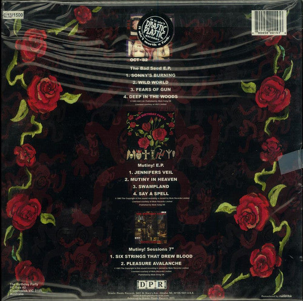 Image of Back Cover of 2x12" EP - VG+/VG+ - THE BIRTHDAY PARTY, The Bad Seed / Mutiny! (Drastic Plastic Records; DPRLP28, US 2013 Reissue, Triple Gatefold In Sticker Clear Plastic Sleeve, 180 Gram Vinyl, With 7" in Picture Sleeve, Ltd to 1500, Numbered), No. 1517,  - 3346160S