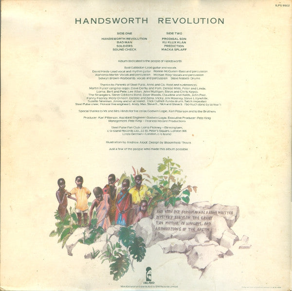 Image of Back Cover of 4644091S: LP - STEEL PULSE, Handsworth Revolution (Island Records (Blue - Night and Day); ILPS 9502, UK 1978, Gatefold, Company Inner)   VG/VG