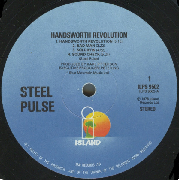 Image of Label Cover of 4644091S: LP - STEEL PULSE, Handsworth Revolution (Island Records (Blue - Night and Day); ILPS 9502, UK 1978, Gatefold, Company Inner)   VG/VG