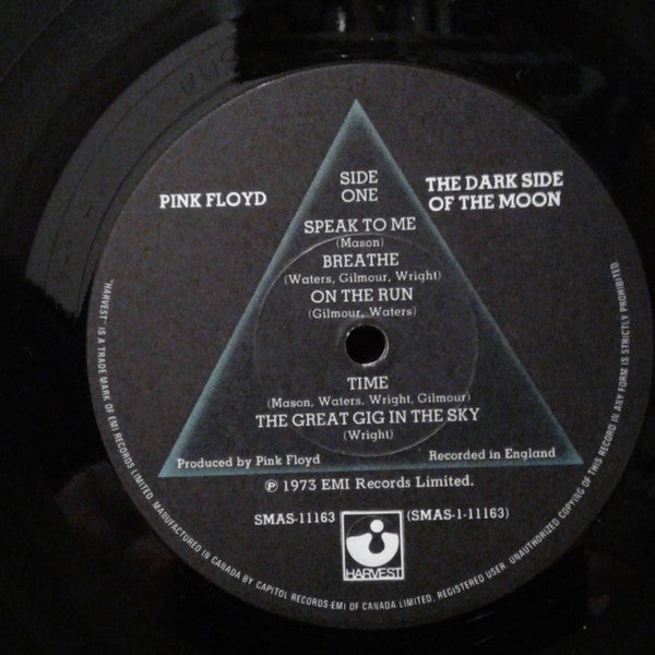Image of Label Cover of LP - VG/G+ - PINK FLOYD, The Dark Side Of The Moon (Harvest; SMAS-11163, Canada 1970s Reissue, Gatefold, 1 Pink Band Poster, No Stickers, Stereo), Strong G+, hairline marks, Sleeve a little worn, 1 Poster only,  - 3316236C