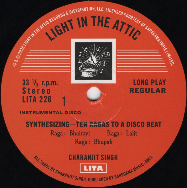 Image of Label Cover of 2xLP - VG+/VG+ - CHARANJIT SINGH, Synthesizing - Ten Ragas To A Disco Beat (Light In The Attic; LITA 226, US 2026 Reissue, Gatefold, NO Booklet, NO Obi), ,  - 3346162S