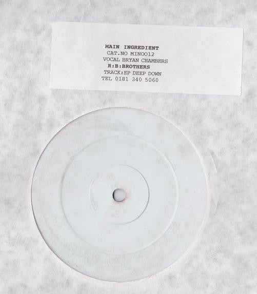 Image of Front Cover of 12" - /VG+ - R:B:BROTHERS, Deep Down EP (Main Ingredient Recordings; MAIN 012, UK 1998), Spiral drawing on white label,  - 3346182S